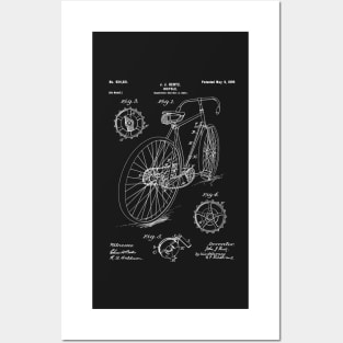 Bicycle Patent - Cycling Art - Black Chalkboard Posters and Art